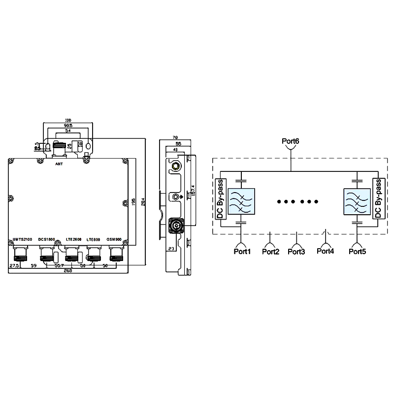 RF Combiner 5 Way Diplexer